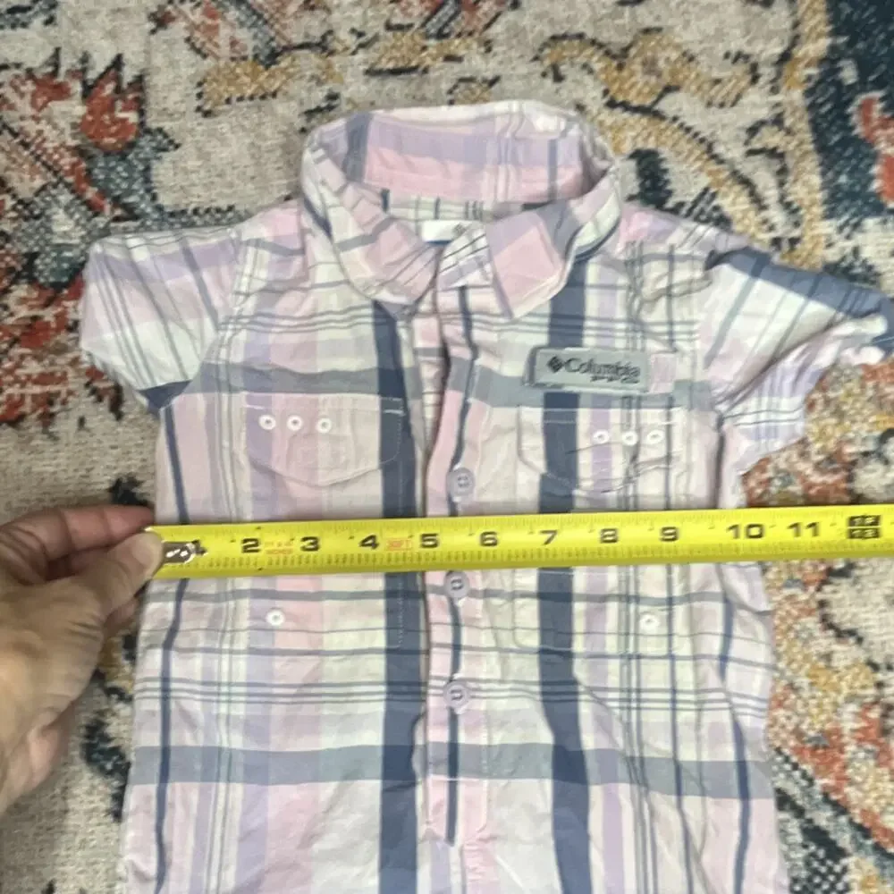 Columbia PFG Bonehead Baby Girl Plaid Romper, Pink & Gray, Size 6-12 Months